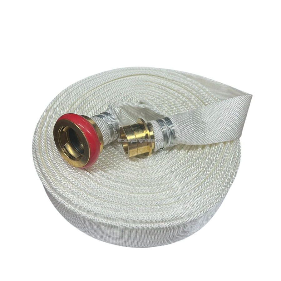 White Polyester Fire Hose with Brass Machino Couplings | Marine Grade Fire Pipe