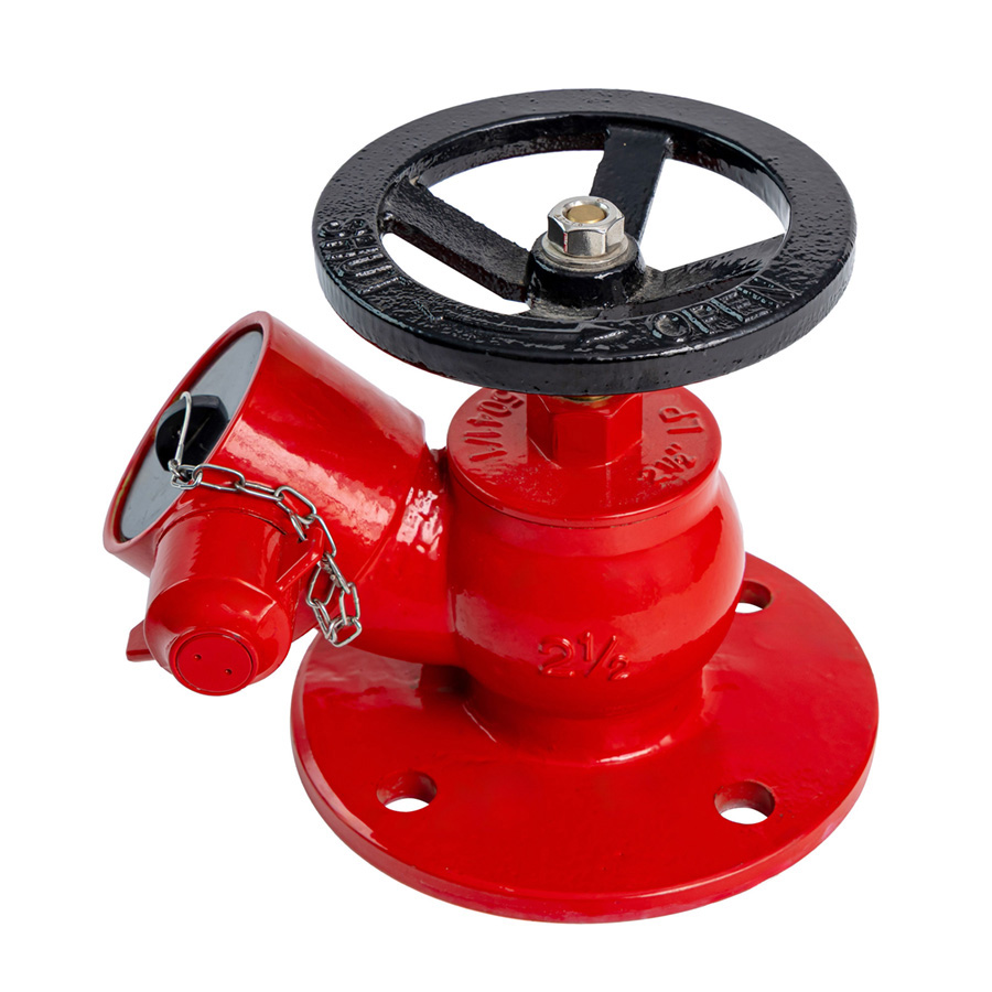 Guangmin 2.5 Inch Red Flanged Oblique Landing Valve with Handwheel and Blank Cap.jpg