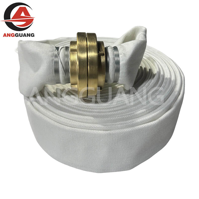 White Polyester Fire Hose with Brass Storz Couplings | Marine Grade | Guangmin