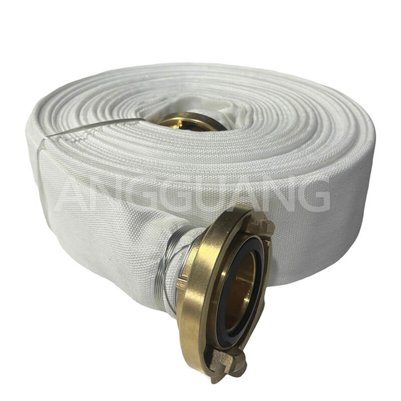 White Polyester Fire Hose with Brass Storz Couplings | Marine Grade | Guangmin