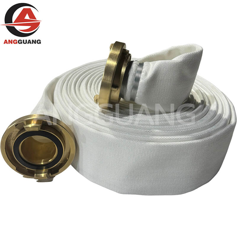 White Polyester Fire Hose with Brass Storz Couplings | Marine Grade | Guangmin