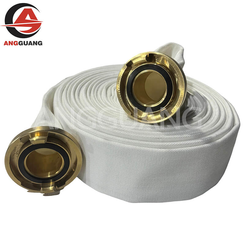 White Polyester Fire Hose with Brass Storz Couplings | Marine Grade | Guangmin