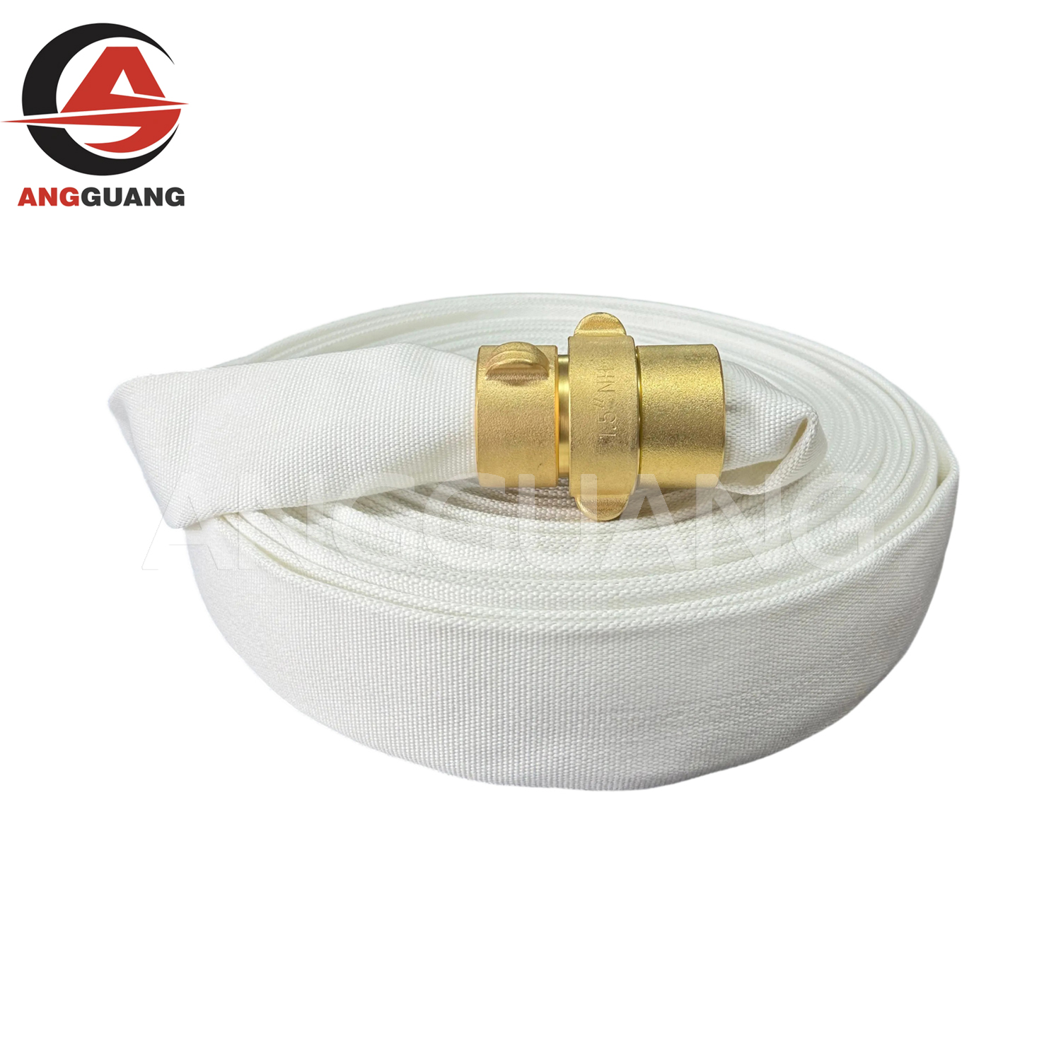 White Polyester Fire Hose with Brass NH / NST Couplings | Marine | Guangmin