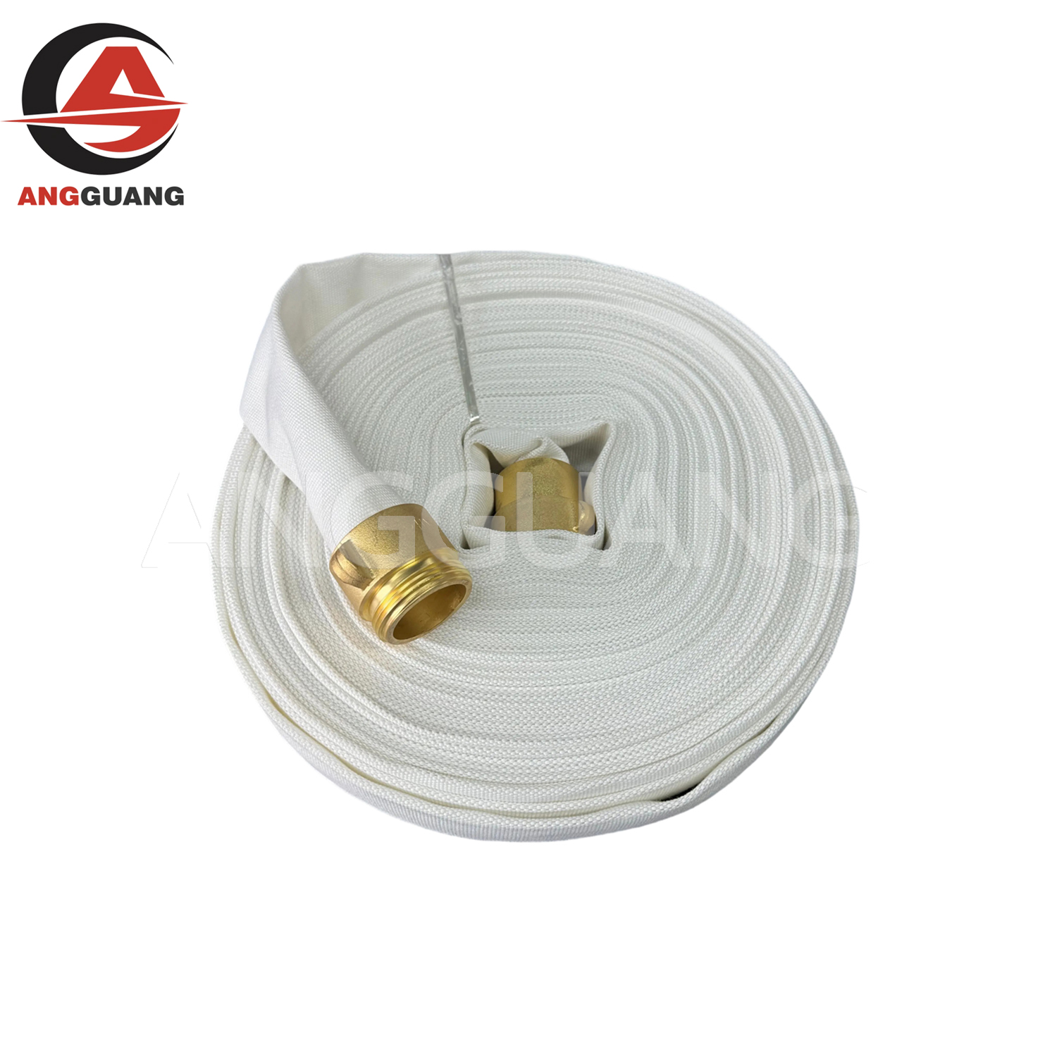 White Polyester Fire Hose with Brass NH / NST Couplings | Marine | Guangmin