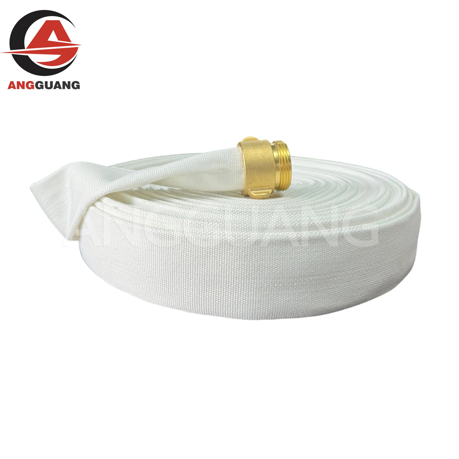 White Polyester Fire Hose with Brass NH / NST Couplings | Marine | Guangmin